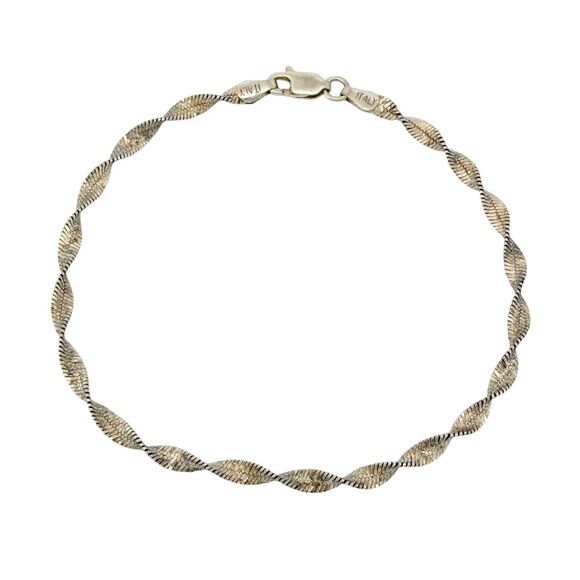 Vintage Italy Sterling Silver 925 3.3mm Twisted Bracelet 8" - Picture 1 of 5